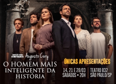 imagem representativa do espetáculo O Homem Mais Inteligente da História - Teatro B32