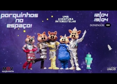 imagem representativa do espet�culo Porquinhos no Espa�o