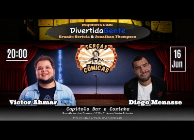 imagem representativa do espetáculo Terças Cômicas + DivertidaGente apresentam Victor Ahmar e Diego Menasse
