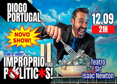 imagem representativa do espet�culo Diogo Portugal - Impróprio para Políticos - Stand Up Comedy na Zona Norte